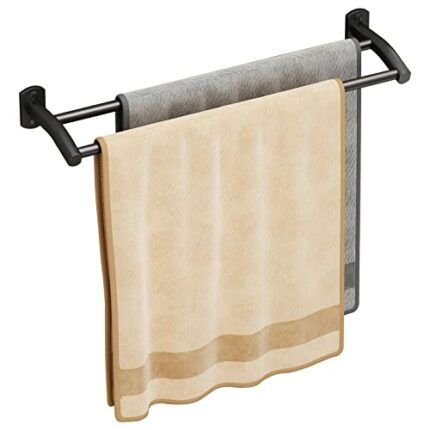 20" Towel Holder for Bathroom Wall, Black Towel Bar, Double Towel Racks