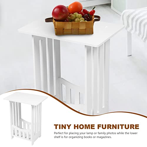 LALAFINA Side Table Narrow End Table Bedside Tables Nightstand Small Bookcase Bathroom Storage Shelves Display Rack for Living Room Bedroom Sofa