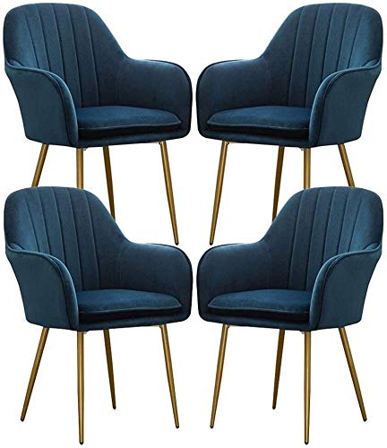 Modern Kitchen Dining Room Chairs Velvet Dining Chairs Set Of 4,Sturdy Metal Feet with Armrests and Backrest Kitchen Living Room Chairs (Color :