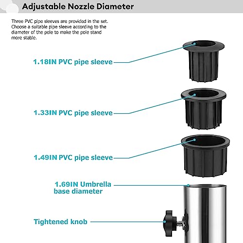 Inground Umbrella Stand Anchor with 4 Spike, Stainless Steel Grass Sun Umbrella Ground Stake, Outdoor in Ground Parasol Base Mount, Metal Patio U