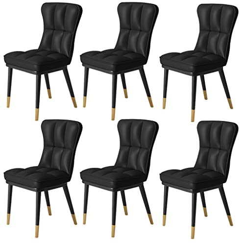Kitchen Dining Room Furniture Chairs PU Leather Dining Chair Set Of 6 High Back Soft Seat Soft Padded Seat Kitchen Chair with Metal Chair Legs Fo