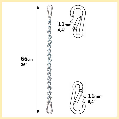 KLIFFHÄNGER Chain with two carabiners, variable attachment for hanging chair | Max Load 230 kg (500 lb) | different designs (Chain 66 cm)