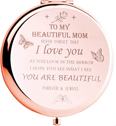 HYOUCHANG Daughter's Gift to Mother, Son Mother's Gift, Mother's Interesting Birthday Gift, Mother's Day, Compact Makeup Mirror(Rose Gold)