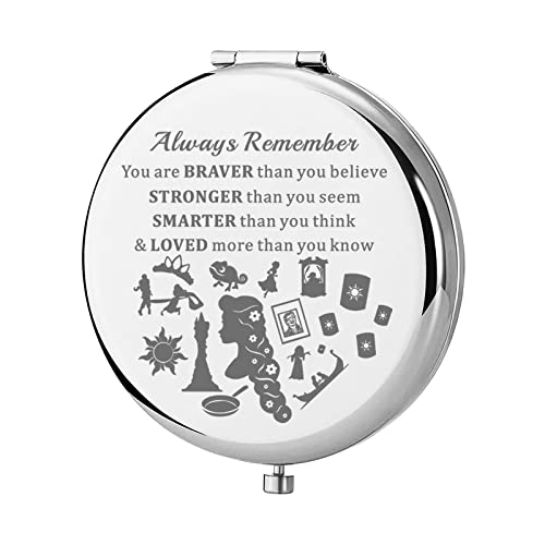 KEYCHIN Rapunzel Pocket Mirror Princess Tangled Fans Gifts Always Remember You are Braver Stronger Smarter Than You Think Compact Makeup Mirror f