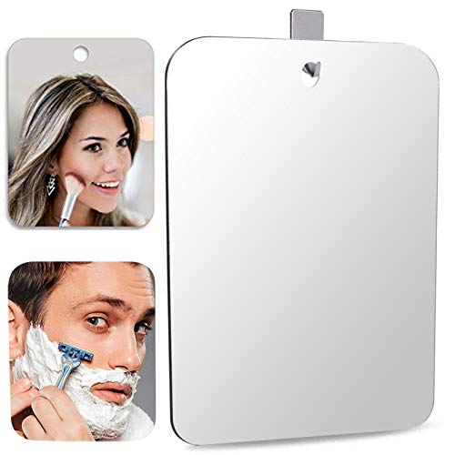 Deluxe Large Shower Mirror Fogless Shaving Mirror (12 inX8 in) Anit-Fog Shave Mirror Fog-Free Wall Hanging Mirror Bathroom Mirrors whit 1 Hook