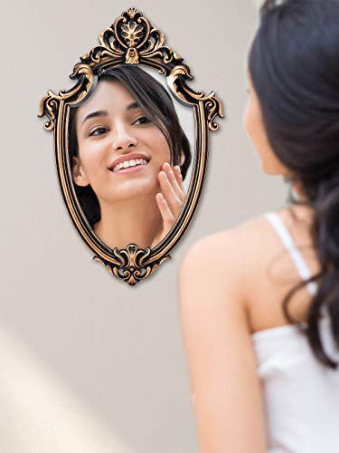 OMIRO Decorative Wall Mirror of Bronze Shield Shape, 41cm L x 28cm W