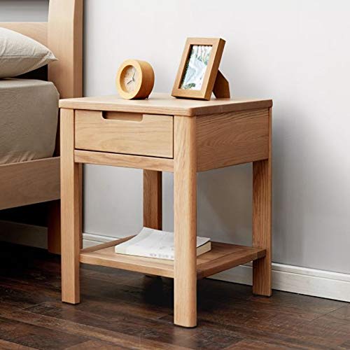 LUKEO Solid Wood Bedside Cabinet Nordic Economy Bedside Storage Cabinet, Minimalist Single Drawer Bedroom Minimalist Cabinet