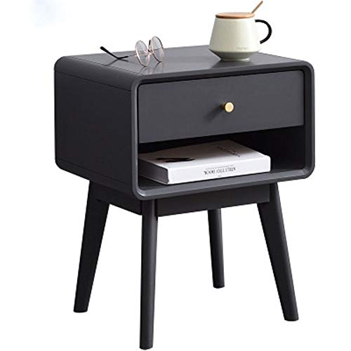 JYDQM Nordic All Solid Wood Bedroom Bedside Table Home Log Bed Simple Storage Cabinet Walnut Color