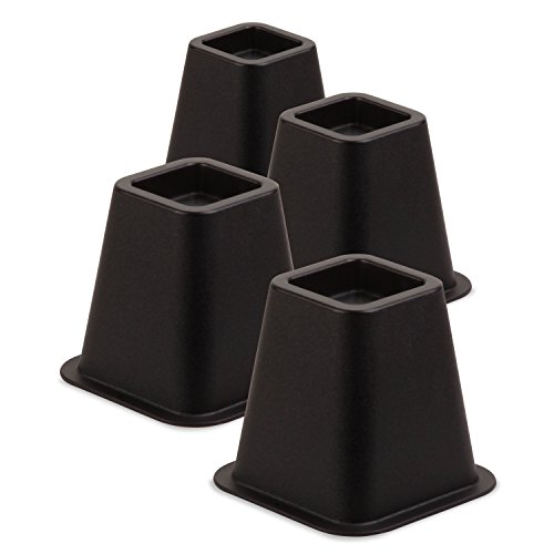 Honey-Can-Do STO-01004 Stackable Round Bed Risers, Plastic, Black, 6-Inch, Pack of 4
