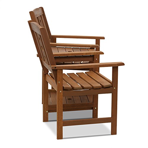 Furinno Outdoor Hardwood Jack & Jill Chair Set, Wood, Natural, 162.1 (W) x 91.4 (H) x 72.9 (D) cm