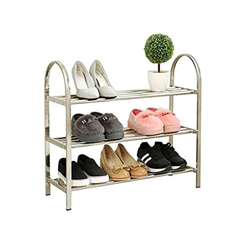 n/a 3 Tiers Shoe Rack with Handle Tower Storage Cabinet Adjustable Shoes Shelf Tower Metal Tall for Closet with Spare Parts