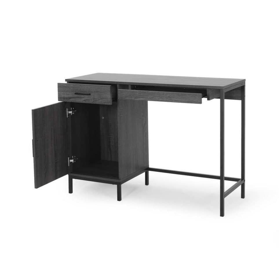 N/A Imitation Wood Computer Desk Dark Grey Black Desk Desk With Locker Drawer Office Furniture Home (Color : A)