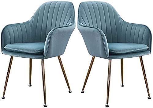 Modern Kitchen Dining Room Chairs Home Kitchen Dining Chair Set Of 2 Living Room Armchair with Metal Legs Velvet Seat and Backrests (Color : Grey