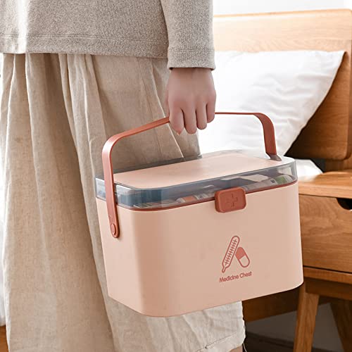 Large Household Medicine Storage Box, Fold 2-Layer First Aid Box, Portable Medicine Container Box, Large Medicine Chest for Home, School, Office