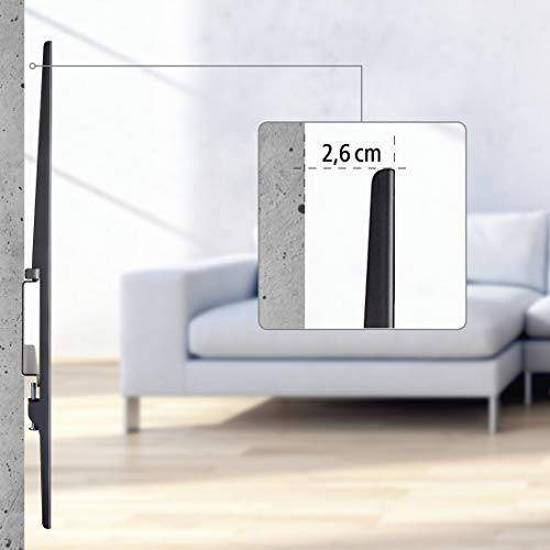 Hama XL Flat Fixed TV Wall Bracket Mount for TVs up to 90 inch VESA 800 - Black