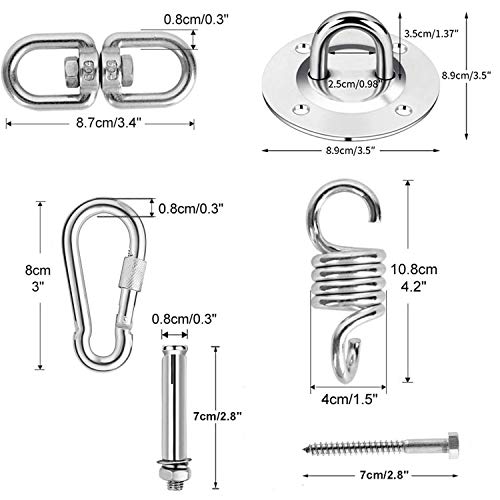 Swing Hanging Hardware for Wooden Concrete Swing Set, Heavy Duty 800 lb Capacity Stainless Steel Suspension Ceiling Hook, 360° Rotate Heavy Bag H