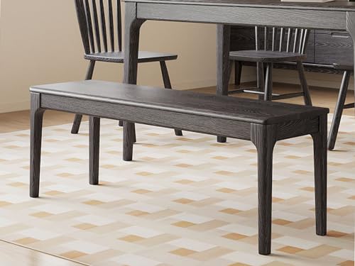 MU RONG Dining Bench, Wood Bench Solid Oak Black Color Bench Indoor Dining Room Table Home Bedroom Bed End Restaurant Modern Hallway Furniture, 3