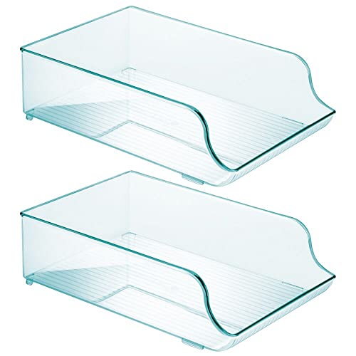 mDesign Kitchen Wine Rack — Stackable Bottle Rack for Wine, Water and Other Drinks — Pantry, Cupboard and Fridge Storage Rack — Pack of 2 — Clear