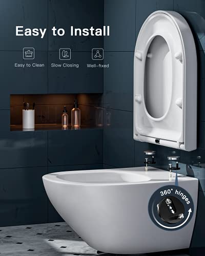 Pipishell Toilet Seat, Soft Close Toilet Seats White with Quick Release for Easy Clean (UF)