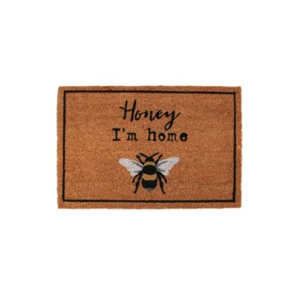Something Different DP_43131 Natural Doormat | Honey I'm Home | H40cm x W60cm x D2cm | Pack of 1, brown and black