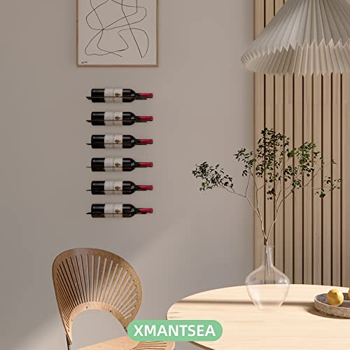 XMANTSEA Wine Rack Wall Mounted, Black Metal Iron Hanging Wine Bottle Holder, Wall Display Rack for Standard Wine Bottles, Rustic Wine Storage fo