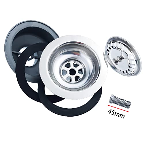 Qrity Sink Collection, 114mm Stainless Steel and PVC Kitchen Sink Basket Strainer Plug Waste G1½"