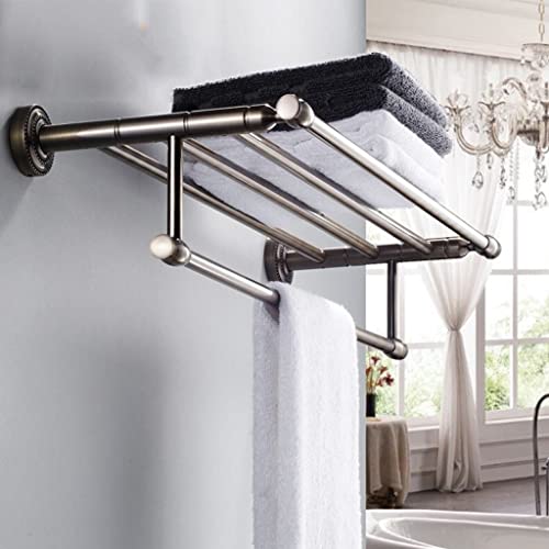 HIGOH Towel Racks,Bathroom Towel Rack Wall Mounted Towel Holder,All Copper Towel Rack,Bronze Bathroom Rack,Wall-Mounted Hardware European Retro B