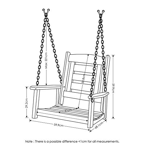 Furinno Porch Swing, Wood, Natural, one size