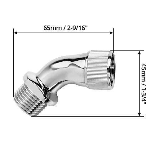 QWORK® Elbow Adapter for Shower Head, Chrome Plated Brass 1/2" Extender Connector