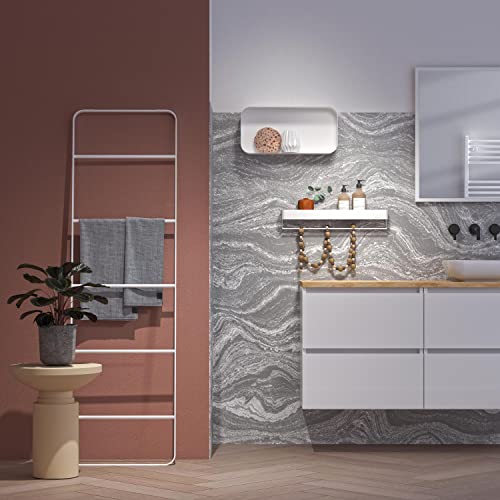 Sealskin Wall Rack with Towel Rail, Metal, White, 55 cm