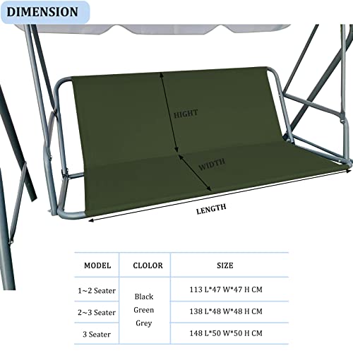 Coverify Garden Swing Seat Cover, Durable 600D Oxford Fabric Garden Swing Chair Cover Outdoor Replacement Swing Seat Cover, Universal Fit for 3-s