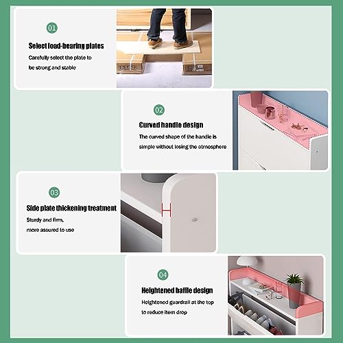 Free Standing Shoe Cabinet Tipping Bucket Shoe Rack Organizer with Flip Drawers, Modern Entryway Shoe Storage with Top Display, Narrow Slim Hidde