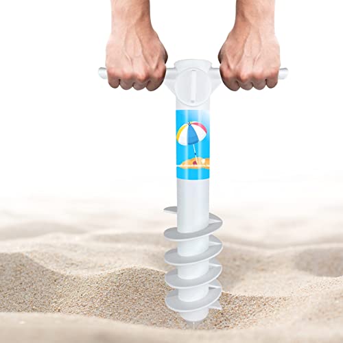 Mikytoper Beach Parasol Base, Spiral Sand Anchor for Parasols, Beach Parasol Stand Screw Anchor with Handle for Beach/Sand/Grass/Land, for 25-37