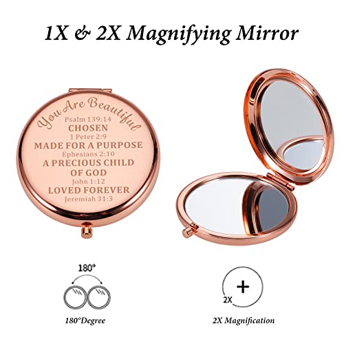 Inspirational Christian Gifts Mirror for Women Girls Bible Verse Compact Makeup Mirror for Female Friends Birthday Christmas Stocking Stuffers fo