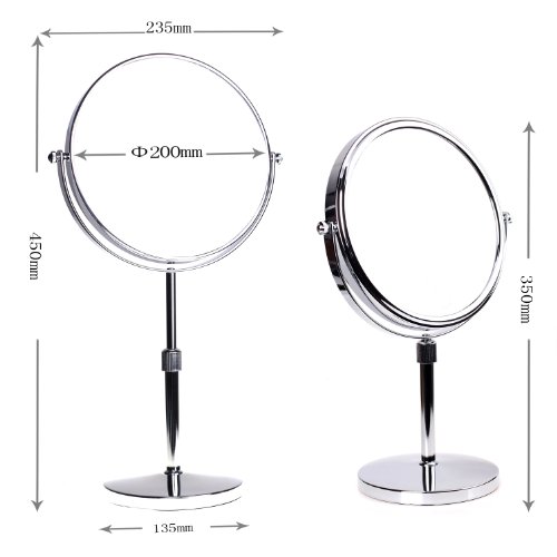 HIMRY Stand Height-Adjustable 10x Magnification, 8 Inch, Mirror 360 ° rotating chrome Vanity Mirror Shaving Mirror Bathroom Mirror, Standard + 10