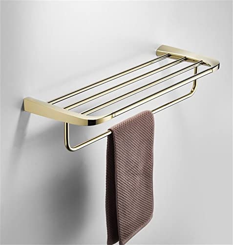 HIGOH Towel Racks,Bathroom Towel Rack Wall Mounted Towel Holder,Bath Hardware Solid Copper Towel Rack Shelf,Nail Punched Brushed Towel Holder