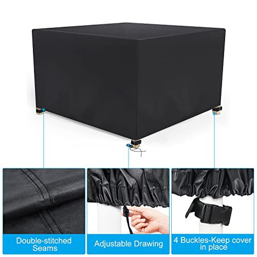 Mrrihand Garden Cube Furniture Covers Waterproof 600D Heavy Duty, Rattan Cube Cover 126x126x74cm Windproof, Anti-UV, Tear-resistant, Outdoor Tabl