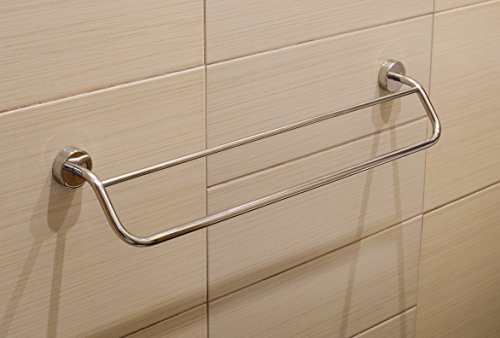 Kapitan Double Towel Bar Rail - Stainless Steel - 60 cm / 23.6 inches 3M Self Adhesive OR Screws Mounting, Polished Finish, Made in EU, 20 Years