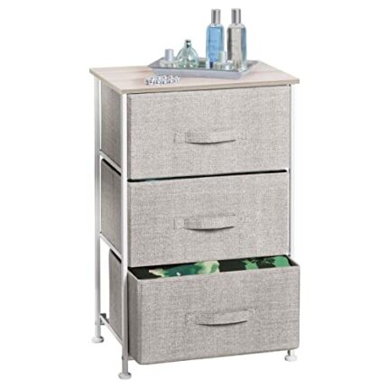 mDesign Wardrobe Organizer Made of Fabric - Cabinet Organizer with 3 Drawers - Storage System for Bedroom, Children's Room - Beige