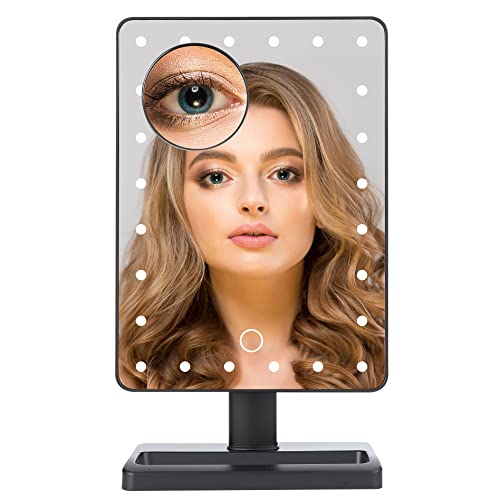 Hi-ERA Led Makeup Mirror with 24 LED Lights, Vanity Mirror with Lights, Mirror Makeup for Dressing Table, Light Up Mirror with 10x Magnifying Mir