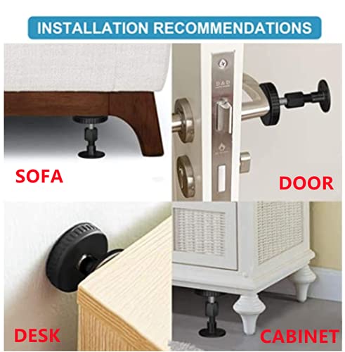 2 pieces of black adjustable threaded bed frame anti-shake tool, headboard anti-shake fixer to prevent loosening, protect the wall from impact, e