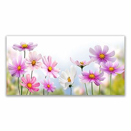 Tulup Glass Splashback for Kitchen - 55.1 in x 27.6 in / 140x70 cm - Cooker Wall Protection Tempered Glass - Flowers Floral