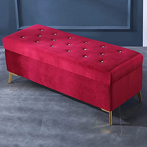 Luxurious Crystal Button Storage Bench,Velvet Upholstered End of Bed Bench,Modern Decoration Furniture Living Room Footrest Entryway Shoe Bench-D