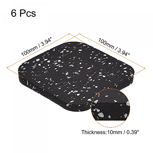 uxcell Treadmill Mat-3.9"x3.9" Exercise Equipment Mat for Floor Protection Sound Reduction, Black White 6Pcs