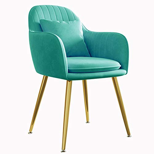 Modern Kitchen Dining Room Chairs Velvet Dining Chair Metal Legs Living Room Chairs With Armrests Backrest Kitchen Dining Chairs (Color : White,