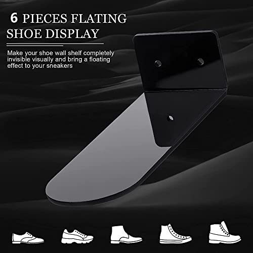 Hausdec 6 Pack Floating Shoe Shelves,Black Acrylic Shoe Display Shelves,for Display Collectible Shoe&Sneaker