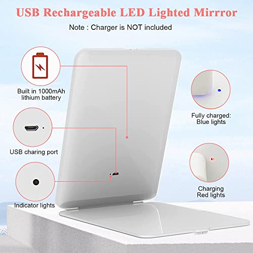 FOME Makeup Mirror with Lights, Travel Make up Vanity Mirror with 72 LED, 1x/10x Magnification Touch Screen Dimmable Lighting Rechargeable Magnif