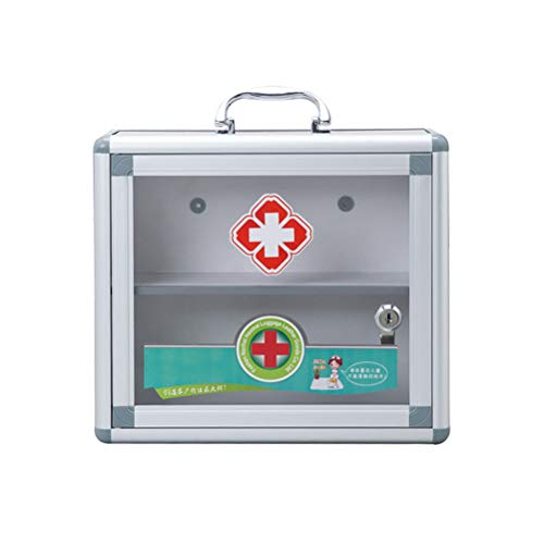 BSTCAR Medicine Cabinet with Lock, Medicine Storage Box Portable Transparent Lockable Medicine Box Medical Cabinet First Aid Wall Mounted Medicin