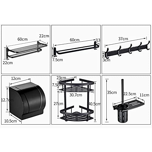 DINGZZ Punch-free Bath Towel Rack Black Bathroom Bathroom Hardware Pendant Set Space Aluminum Bathroom Towel Rack