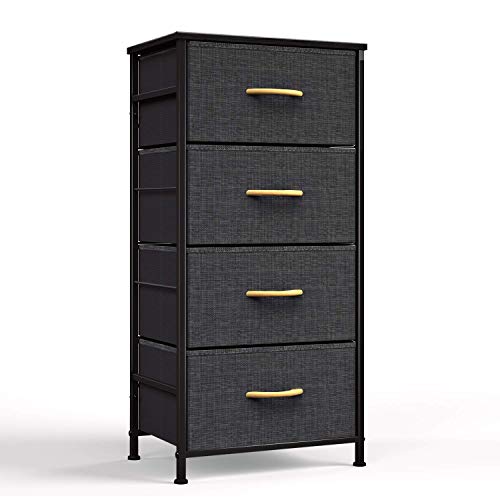 Dresser Organizer with 4 Drawers, Fabric Dresser Tower for Bedroom, Hallway, Entryway, Closets - Gray